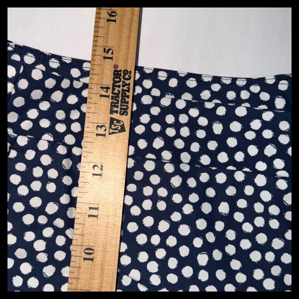 SPANX‎ Polka Dot Shorts Women Large Blue White Stretch Casual Summer - Picture 5 of 9
